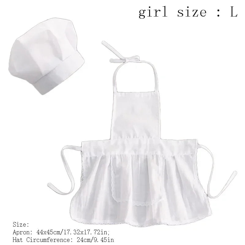 Cute Baby Chef Apron and Hat Infant Kids White Cook Costume Photography Prop Newborn Hat Apron