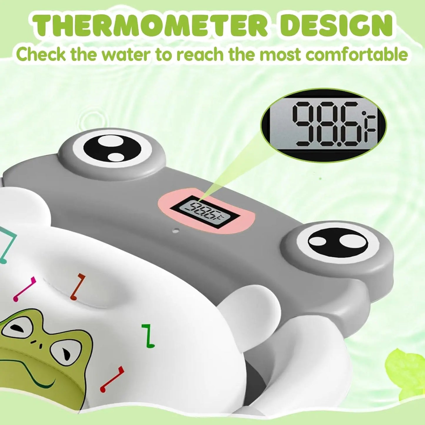 Eco-friendly Baby BathTub with Bath Cushion,Foldable Bathtub Portable with Temperature Indicator Infant Tub for 0-36 Months Baby