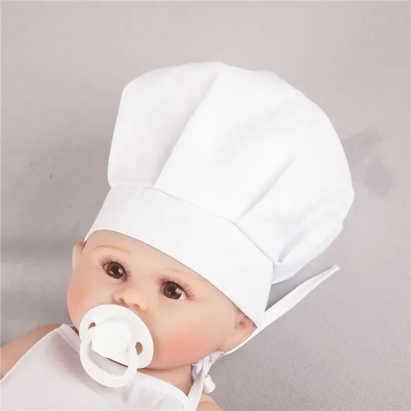 Cute Baby Chef Apron and Hat Infant Kids White Cook Costume Photography Prop Newborn Hat Apron