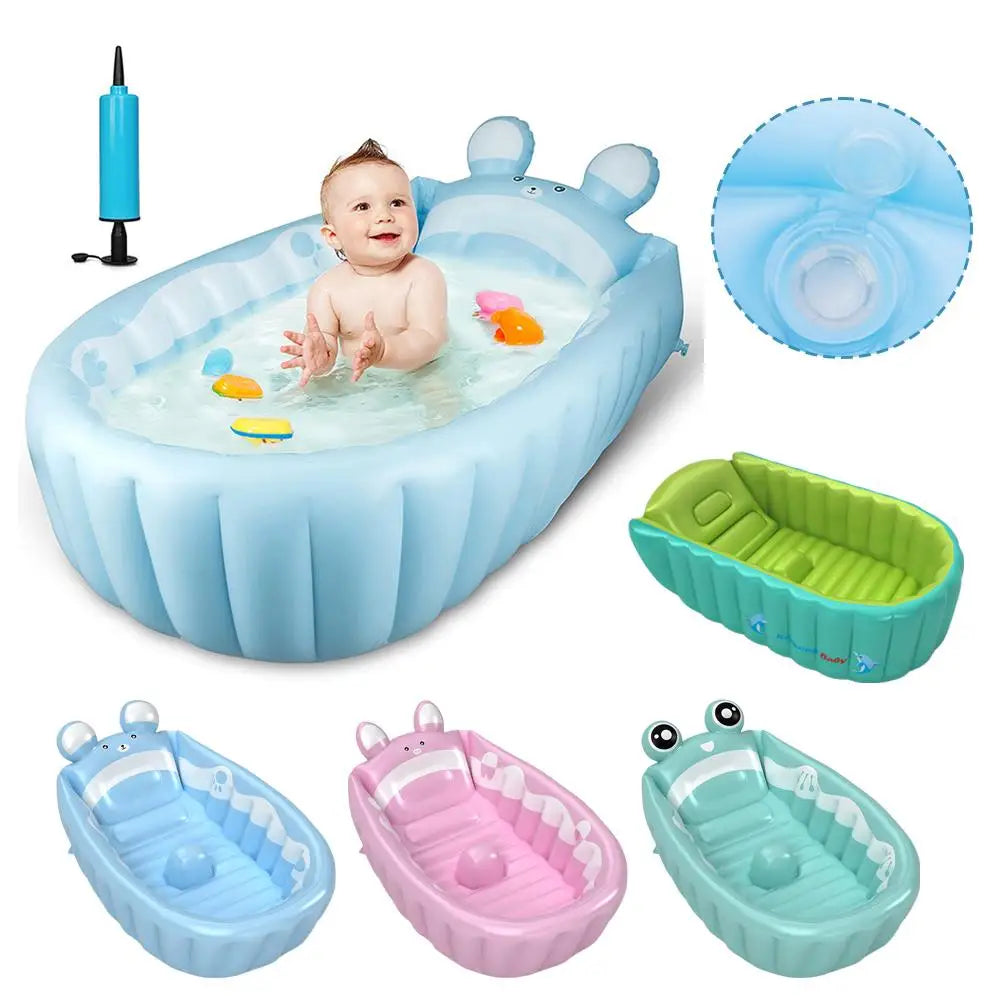 Cute Children Inflatable Bathtub Cartoon Manual Inflatable Baby Bath Indoor Kids Swimming Pool Portable Newborn Shower Products