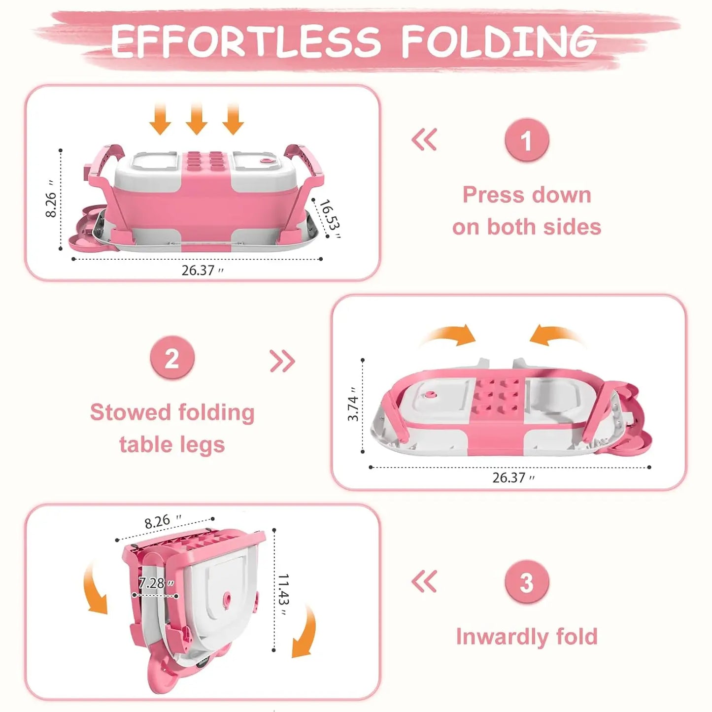 Baby Bathtub for Newborns with Drain Hole, Foldable Toddler Bathtub with Soft Padding, Portable Travel Bathtub