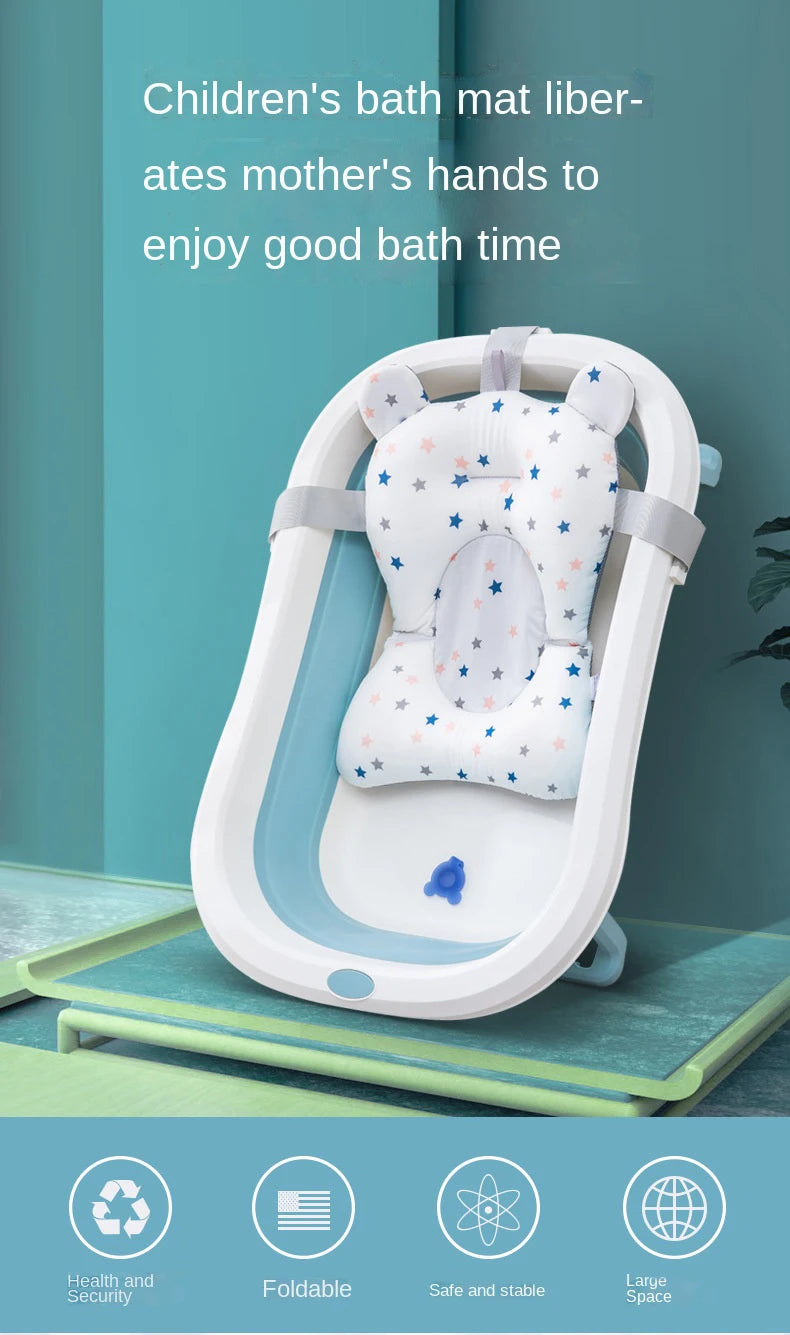 Portable Baby Bathtub Pad Ajustable Bath Tub Shower Cushion Newborn Support Seat Mat Foldable Baby Bath Seat Floating Water Pad