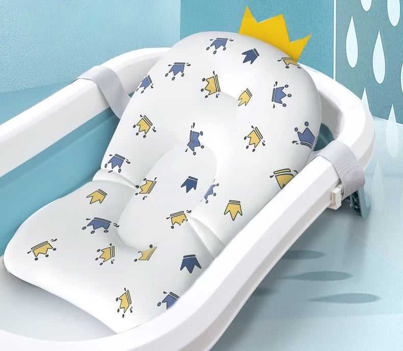 Portable Baby Bathtub Pad Ajustable Bath Tub Shower Cushion Newborn Support Seat Mat Foldable Baby Bath Seat Floating Water Pad