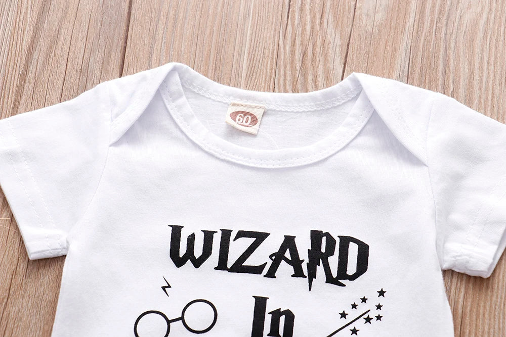 Newborn Baby Clothes 3 Pieces Sets 2023 Halloween Little Wizard Tops+Pants+Hat Toddler Babe Boy Girl Outfits