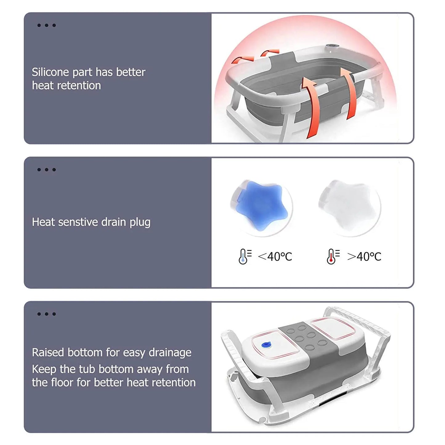 Eco-friendly Baby BathTub with Bath Cushion,Foldable Bathtub Portable with Temperature Indicator Infant Tub for 0-36 Months Baby