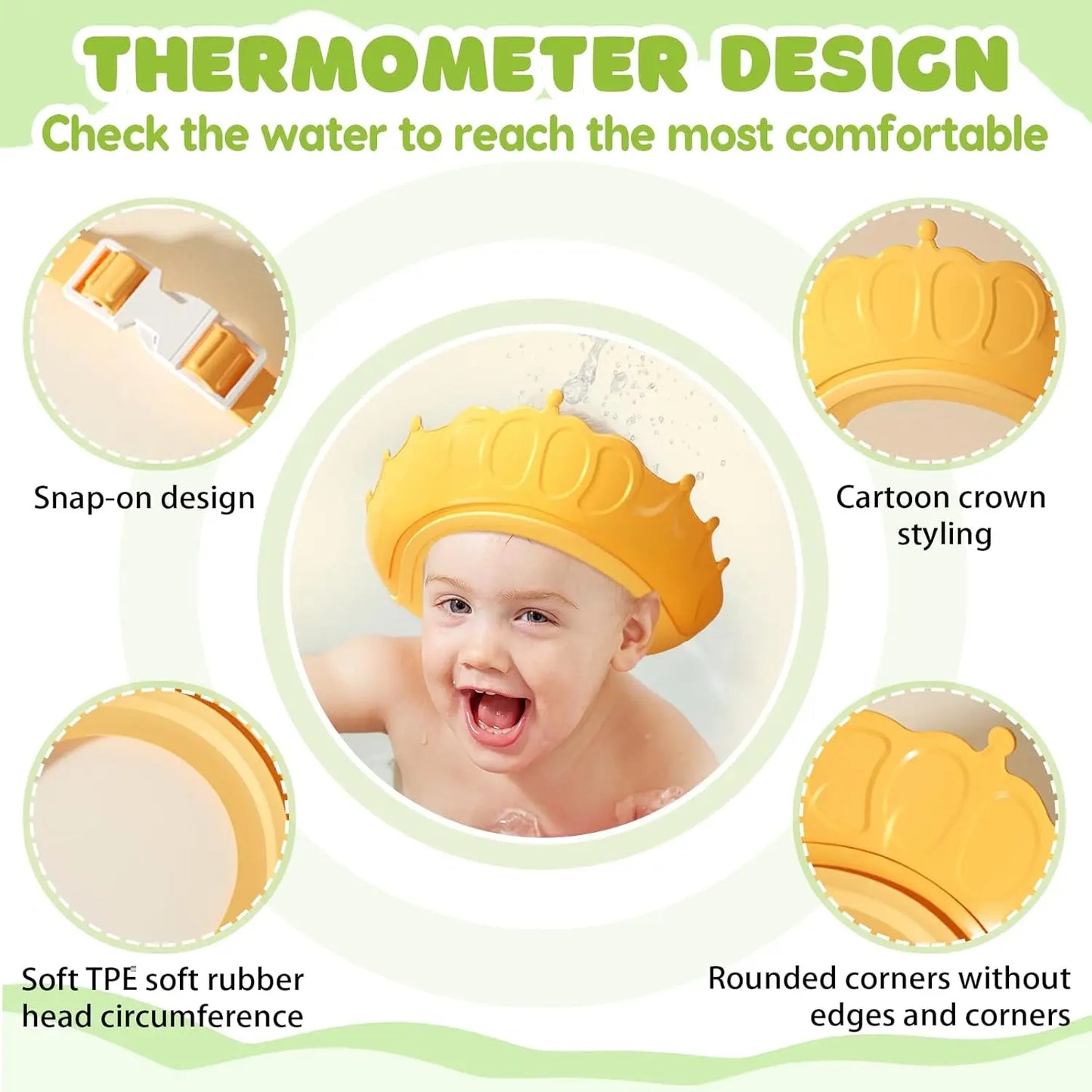 Eco-friendly Baby BathTub with Bath Cushion,Foldable Bathtub Portable with Temperature Indicator Infant Tub for 0-36 Months Baby