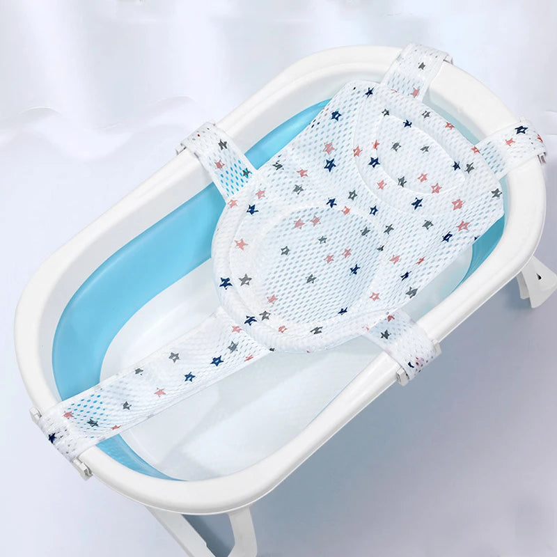 Portable Baby Bathtub Pad Ajustable Bath Tub Shower Cushion Newborn Support Seat Mat Foldable Baby Bath Seat Floating Water Pad