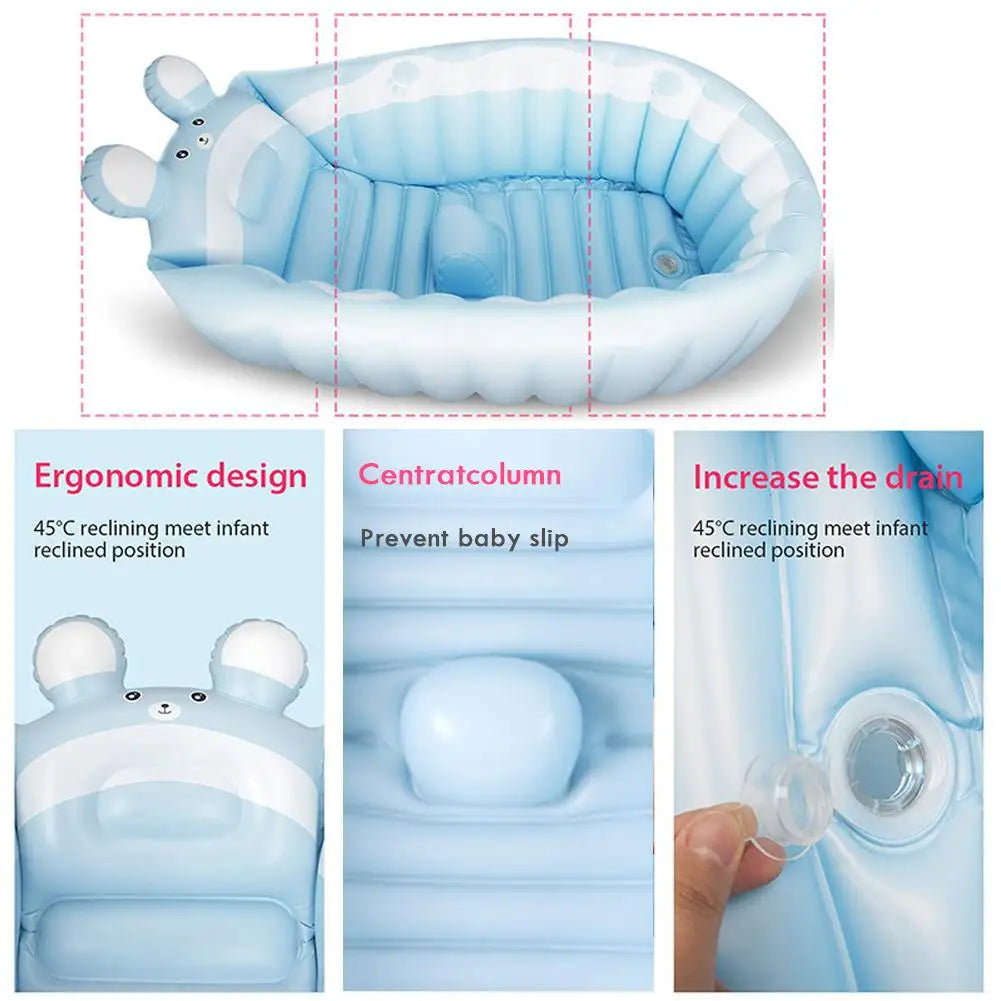 Cute Children Inflatable Bathtub Cartoon Manual Inflatable Baby Bath Indoor Kids Swimming Pool Portable Newborn Shower Products