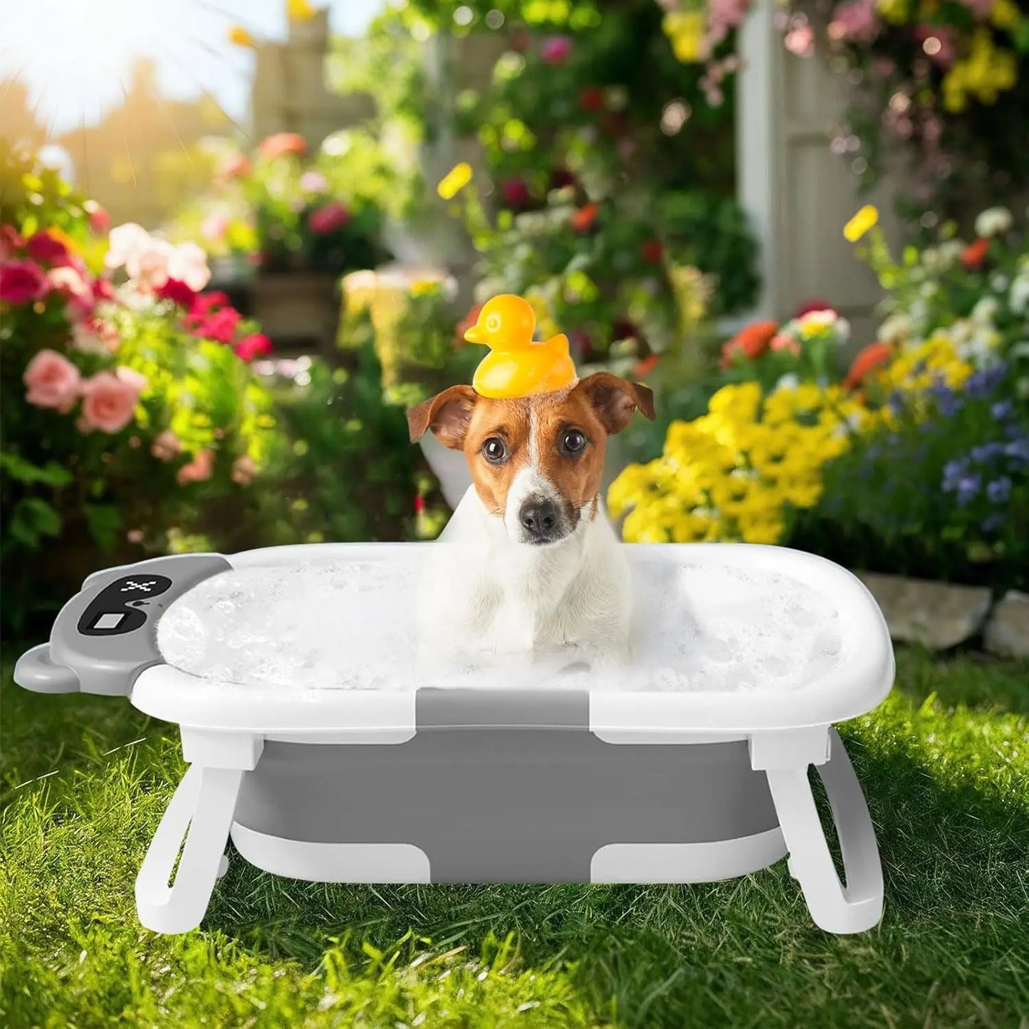 Eco-friendly Baby BathTub with Bath Cushion,Foldable Bathtub Portable with Temperature Indicator Infant Tub for 0-36 Months Baby